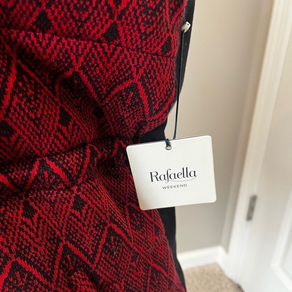 NWT Rafaella red black zip up vest. Drawstring waist.Print front black knit back - Picture 2 of 15